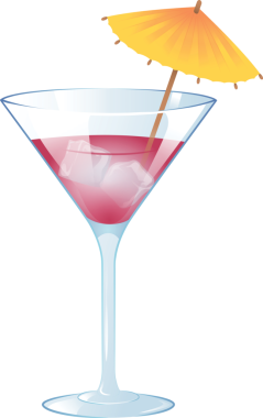 Şeffaf arka planda şemsiyesi olan içkinin dijital png illüstrasyonu. İzole imaj, parti ve içki konsepti.