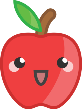 Şeffaf arkaplanda gülen yüzlü kırmızı elmanın dijital png çizimi. İzole görüntü, yemek, doğa ve mutluluk kavramı.