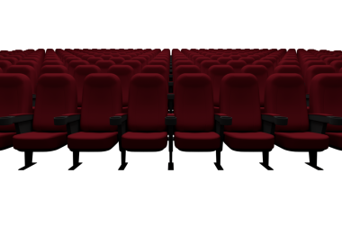 Şeffaf arka planda tiyatrodaki kırmızı koltukların dijital png çizimi. İzole görüntü, rahatlık ve seyirci.