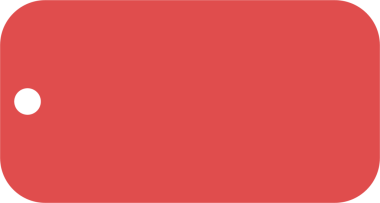 Saydam arkaplanda kopya alanı olan kırmızı etiketin dijital png çizimi. Ayrı görüntü, renk, şekil ve yazım kavramı.