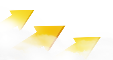 Saydam arkaplanda bulutlu sarı okların dijital png çizimi. Ayrı görüntü, renk ve tasarım arkaplanı.