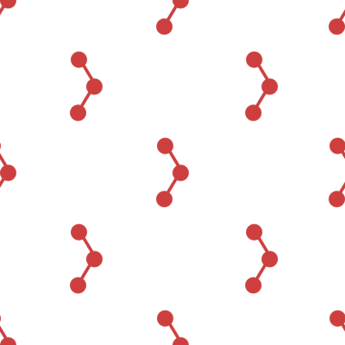 Şeffaf arkaplanda kırmızı molekül deseninin dijital png çizimi. İzole görüntü, kimya, kalıp ve şekil kavramı.