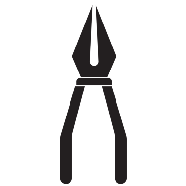 Şeffaf arkaplanda siyah maşaların dijital png çizimi. İzole görüntü, şekiller ve araçlar konsepti.