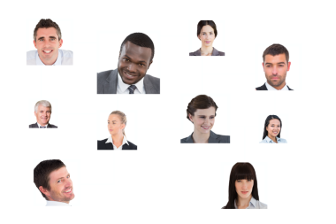 Saydam arkaplanda çeşitli iş adamlarının dijital png fotoğrafı. İzole görüntü, iş dünyası, ağ, bağlantılar ve takım çalışması kavramı.