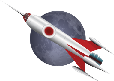 Şeffaf arkaplanda uzay roketinin dijital png çizimi. İzole görüntü, uzay ve astronotluk kavramı.