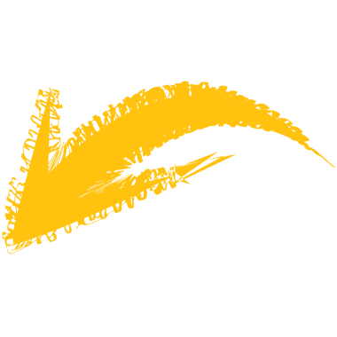 Şeffaf arkaplanda sarı bükülmüş okun dijital png çizimi. İzole görüntü, yön ve rota.