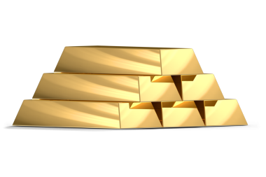 Şeffaf arkaplanda parlak altın külçelerin dijital png çizimi. İzole görüntü, zenginlik ve zenginlik..