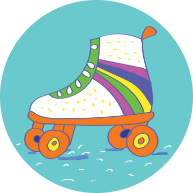 Saydam arkaplanda renkli paten kaymanın dijital png çizimi. İzole görüntü, yaşam tarzı, boş zaman ve spor konsepti.