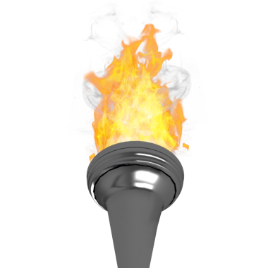 Şeffaf arkaplanda olimpiyat meşalesinin dijital png çizimi. İzole imaj, spor ve kutlama konsepti.