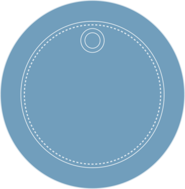 Nakil arka planında kopya alanı olan yuvarlak mavi etiketin dijital png çizimi. İzole görüntü, renk ve yazma kavramı.