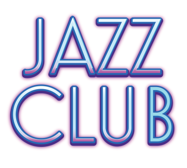 Şeffaf arkaplanda caz kulübü metninin dijital png çizimi. İzole imaj, eğlence ve müzik mekanı.