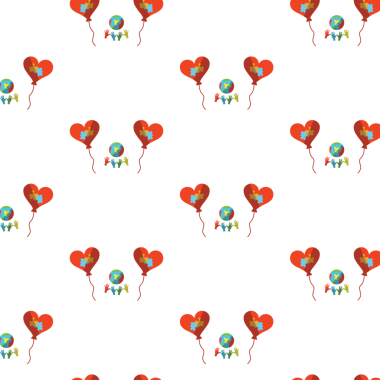 Şeffaf arkaplanda elleri ve küresel deseni olan balonların dijital png çizimi. İzole görüntü, farkındalık, arkaplan tasarımı ve şablon.