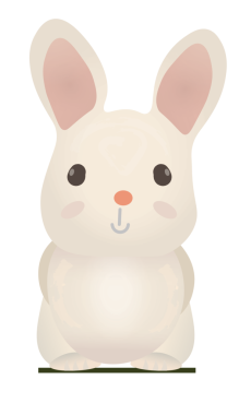 Şeffaf arka planda beyaz tavşanın dijital png çizimi. İzole görüntü, hayvanlar ve doğa konsepti.