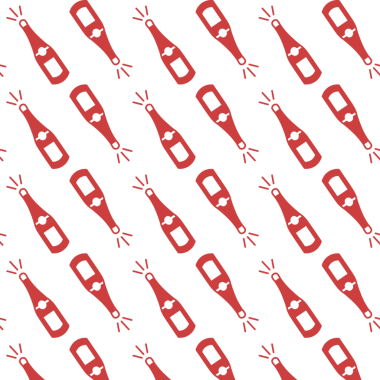 Şeffaf arkaplanda kırmızı şişe desenlerinin dijital png çizimi. İzole görüntü, kutlamalar, şekiller ve desenler.