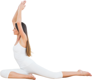 Saydam arka planda yoga yapan mutlu beyaz bir kadının dijital png fotoğrafı. Ayrı bir fotoğraf, spor, spor, spor ve refah..