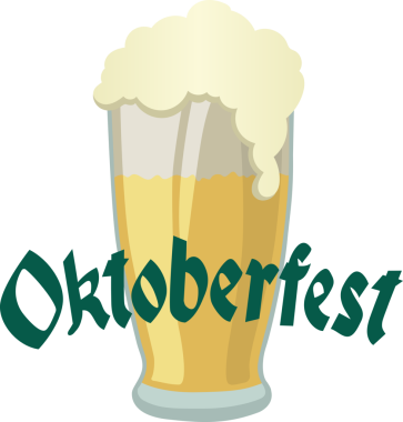 Oktoberfest metninin dijital png çizimi ve şeffaf arkaplanda bir bardak bira. İzole imaj, gelenek ve kutlama konsepti.