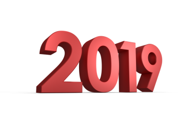 Saydam arkaplan üzerinde 2019 sayı metninin dijital png illüstrasyonu. İzole görüntü, yazım, zaman ve yıl kavramı.
