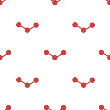 Şeffaf arkaplanda kırmızı moleküllerin dijital png çizimi. İzole görüntü, kimya ve bilim konsepti.