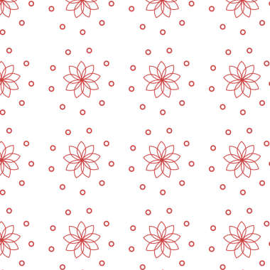 Saydam arkaplanda kırmızı çiçek ve daire desenlerinin dijital png çizimi. İzole görüntü, şekil, renk ve desen kavramı.