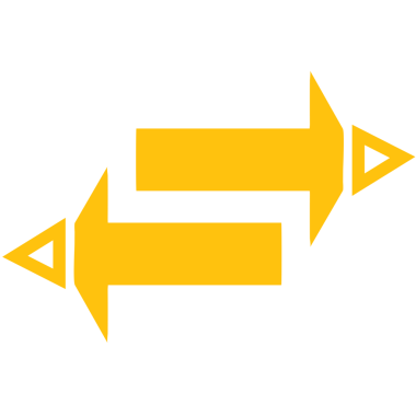 Şeffaf arkaplanda sarı okların dijital png çizimi. İzole görüntü, yön ve seçim kavramı.