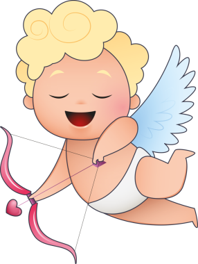 Şeffaf arka planda yaylı meleğin dijital png çizimi. İzole görüntü, aşk ve sembol kavramı.