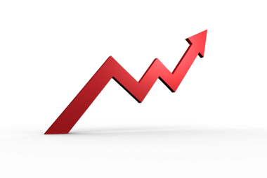 Şeffaf arkaplanda yukarı doğru giden kırmızı zigzag illüstrasyonunun dijital png gösterimi. İzole görüntü, yön, artış ve iletişim.