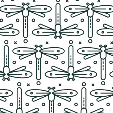 Şeffaf arka planda tekrar eden yusufçukların siyah desenlerinin dijital png çizimi. İzole görüntü, kalıp ve şekil kavramı.