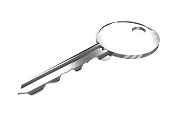 Şeffaf arkaplanda gümüş anahtarın dijital png çizimi. İzole görüntü, mülk ve güvenlik kavramı.