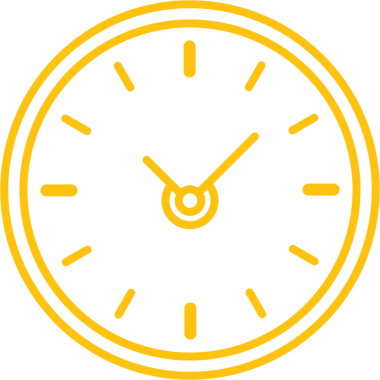 Şeffaf arkaplanda sarı saatin dijital png çizimi. İzole görüntü, zaman ve şekiller kavramı.