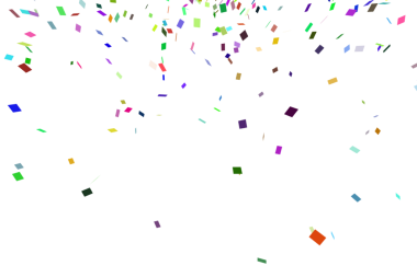 Şeffaf arkaplana düşen konfetilerin dijital png çizimi. İzole görüntü, kutlama ve şekil konsepti.