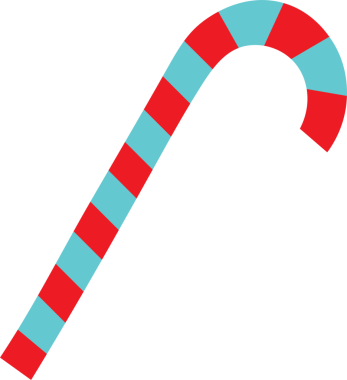 Şeffaf arkaplanda mavi ve kırmızı şeker kamışının dijital png çizimi. İzole görüntü, yiyecek ve içecek, Noel ve kutlama konsepti.