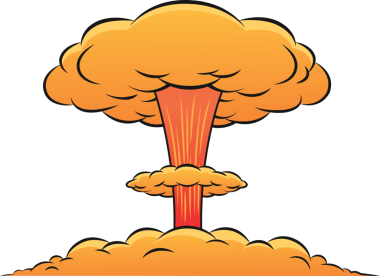 Şeffaf arkaplanda bomba patlamasının dijital png çizimi. İzole görüntü, şekil ve terörizm kavramı.