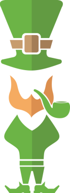 Saydam arka planda yeşil takım elbise giyen leprikonun dijital png çizimi. İzole imaj, Aziz Patrick Günü, gelenek ve kutlama konsepti..