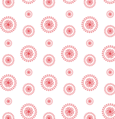 Saydam arkaplanda daireler çizen kırmızı çiçeklerin dijital png çizimi. İzole görüntü, bitki, süs ve desen kavramı.