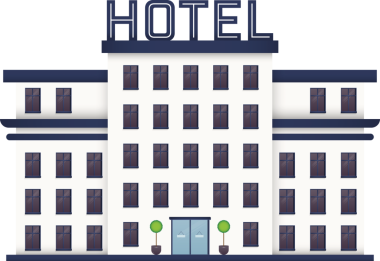 Şeffaf arka planda otel binasının dijital png çizimi. İzole imaj, seyahat ve turizm kavramı.