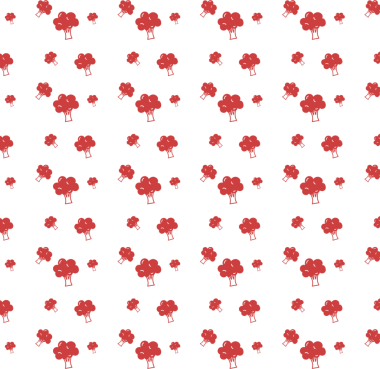 Şeffaf arkaplanda kırmızı ağaç deseninin dijital png çizimi. İzole görüntü, kalıp ve şekil kavramı.