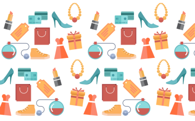 Şeffaf arkaplanda alışveriş ögeleri deseninin dijital png illüstrasyonu. İzole görüntü, şekil, renk ve desen kavramı.