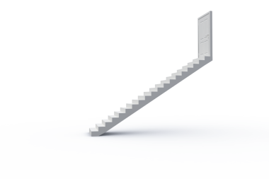 Şeffaf arka planda merdivenlerin ve kapının dijital png çizimi. İzole görüntü, iç dekorasyon ve tasarım kavramı.