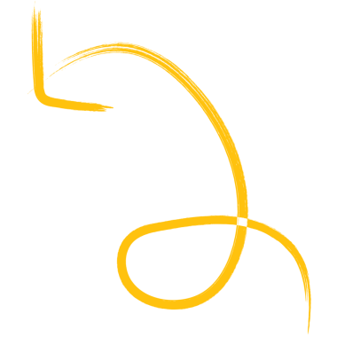 Şeffaf arkaplanda uzun sarı kıvrımlı okun dijital png çizimi. İzole görüntü, yön ve rota.