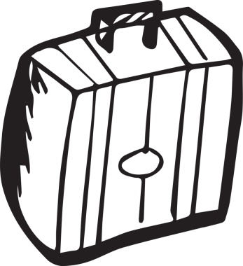 Şeffaf arkaplanda siyah bavulun dijital png çizimi. İzole görüntü, seyahat ve seyahat kavramı.