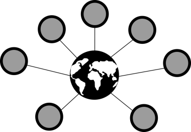 Şeffaf arkaplanda bağlı halkalardan oluşan dünya ağının dijital png illüstrasyonu. İzole görüntü, bağlantı, küresel ağ ve iletişim konsepti.