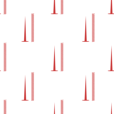 Saydam arka planda kırmızı çivi ve vida desenlerinin dijital png çizimi. İzole görüntü, iş bölümü, kalıp ve şekil kavramı.