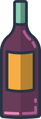 Şeffaf arka planda bir şişe şarabın dijital png çizimi. İzole imaj, parti ve kutlama konsepti.