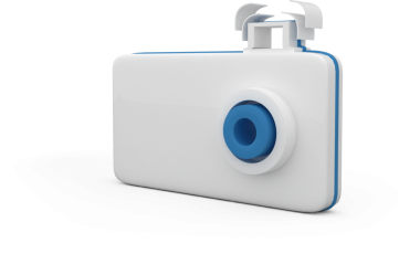 Şeffaf arkaplanda beyaz ve mavi kameranın dijital png çizimi. İzole görüntü, fotoğrafçılık ve tasarım.