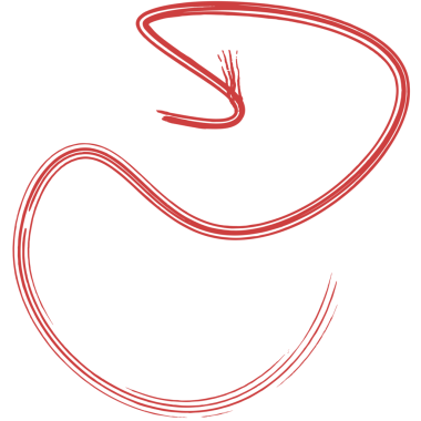 Şeffaf arkaplanda kavisli kırmızı el çizilmiş okun dijital png çizimi. İzole görüntü, yön ve değişim.