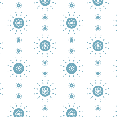 Şeffaf arkaplanda çiçek sıraları desenli mavi dairelerin dijital png çizimi. İzole görüntü, tasarım arkaplanı.