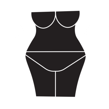Saydam arkaplanda bikinili kadın belini gösteren okların dijital png çizimi. İzole görüntü, vücut, sağlık ve güzellik..