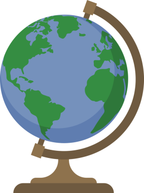 Okul dünyasının şeffaf arkaplan üzerindeki dijital png çizimi. İzole görüntü, eğitim, öğrenme ve coğrafya kavramı.