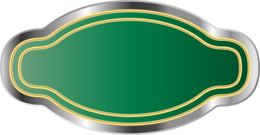 Şeffaf arkaplanda kopyalama alanı olan eğri yeşil etiketin dijital png çizimi. İzole resim, etiket şablonu.