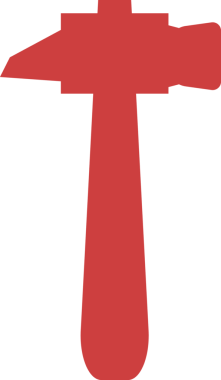 Şeffaf arkaplanda kırmızı çekicin dijital png çizimi. İzole görüntü, inşaat ve iş konsepti.